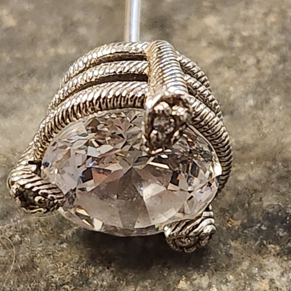 Judith Ripka 925 Sterling Silver Gilt CZ Diamonique Stud Earrings - Picture 5 of 16